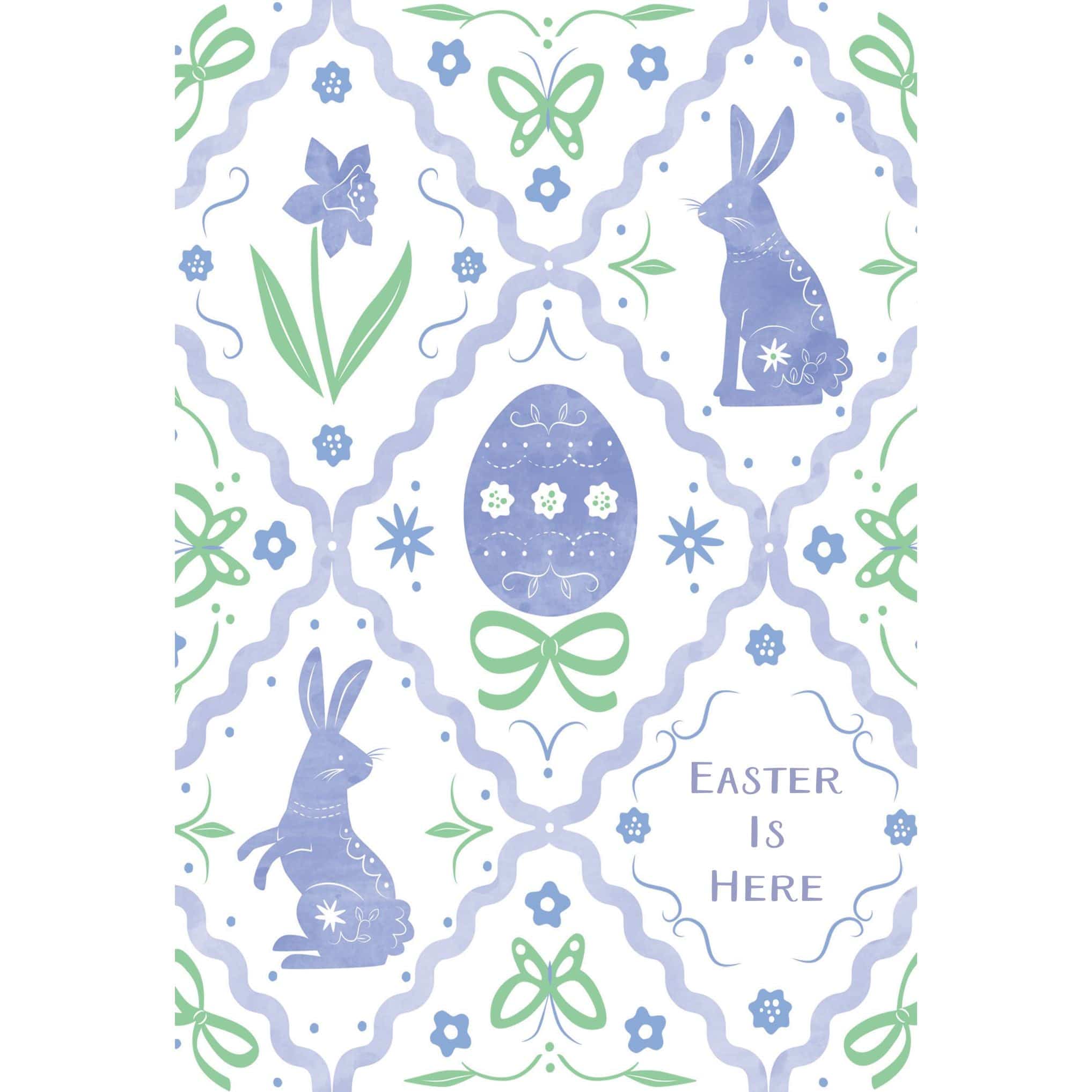 Blue Bunny Frame Easter Card by Pictura featuring a colorful bunny illustration on a festive Easter greeting card.